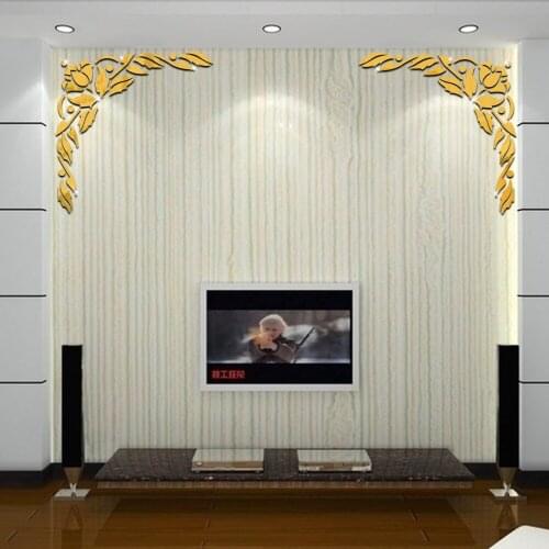 Mirror Surface Wall Sticker Flower Decals Wall Decor Home Room Decoration 3D Mirror Stickers Poster For Living Room Door