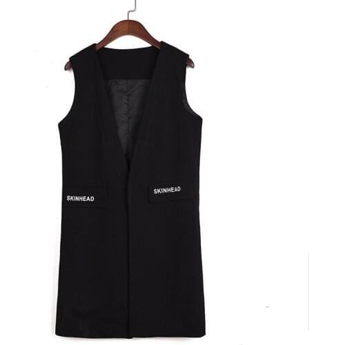 Women Fashion Vest Elegant Office Lady Sleeveless Jacket Outwear Casual Long Formal Open Stitch Vest Solid Coat for Women