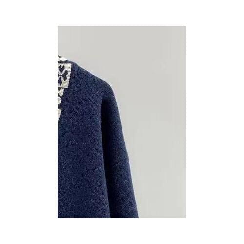 Women Sweater Fall/Winter 2021 Letter Jacquard Trimmed V-Neck Knit Cardigan Short Jacket Long-sleeved Single-breasted Cardigan
