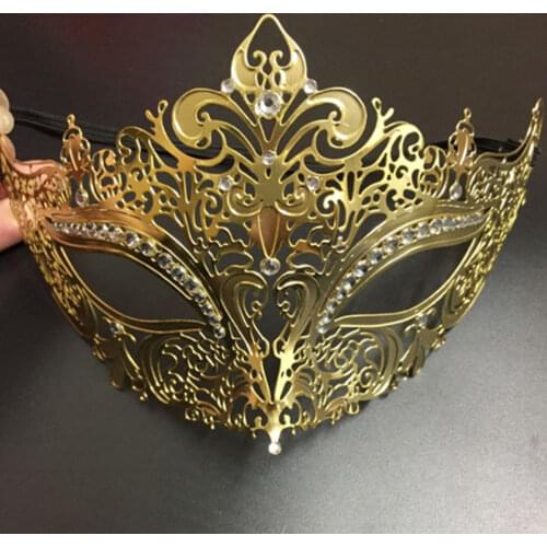 Golden High End Diamond Mask Sexy Lady Masquerade Carnival Princess Halloween Mask Wholesale 1pcs