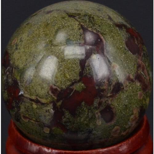 1.2") 30MM Natural Dragon Blood Stone Crystal Sphere Globe Ball Chakra Healing Reiki Stone Carving Crafts,Minerals With Stand