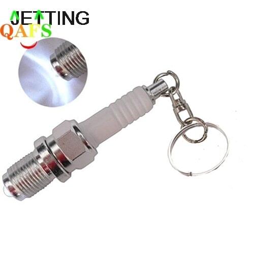1PC Casual LED Key Chain Spark Plug Key Chain Keychain Car Parts Keyring Car Styling Accessories Decoration