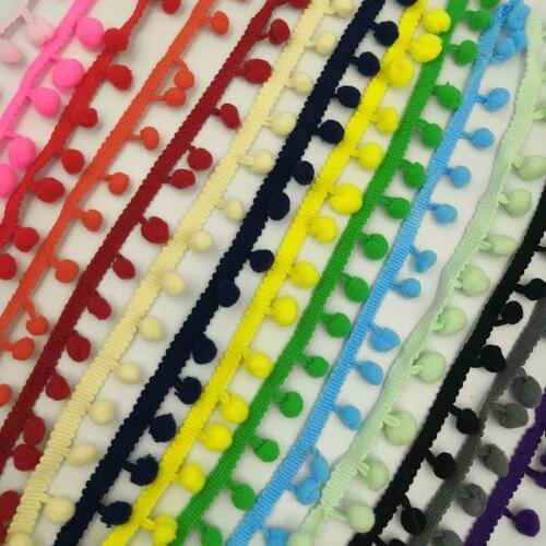 2 yards MINI Pearl Pompom Fringe Ribbon Pom Pom Lace Trim Ball Ribbon Sewing Lace Kintted Fabric Handmade DIY Craft Accessories