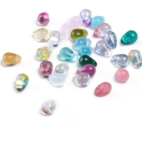 357~363pcs/bag Czech Glass Beads Teardrop Shape Electroplated Dyed Top Drilled Bead DIY Bracelet Necklace for Jewelry Making