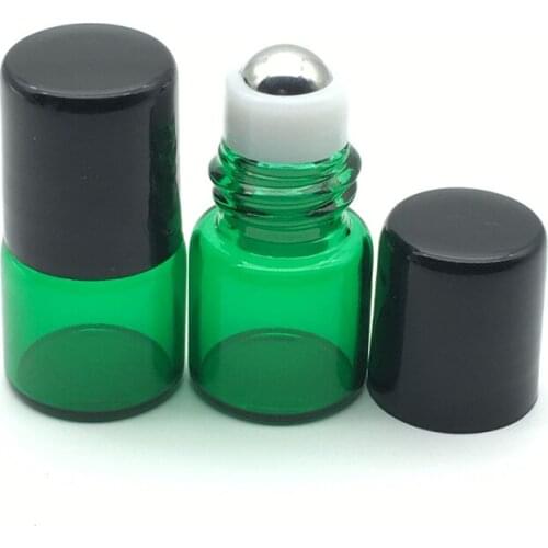 50pcs Refillable 1ml Green Roller Glass Bottle for Essential Oils Perfume Sample Test roll on Empty Vials