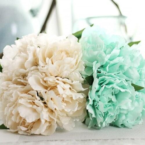 New 1Bouquet 8 Colors European Artificial Silk Flower Fake Peony Bridal Bouquet Christmas Wedding Party Home Decorative