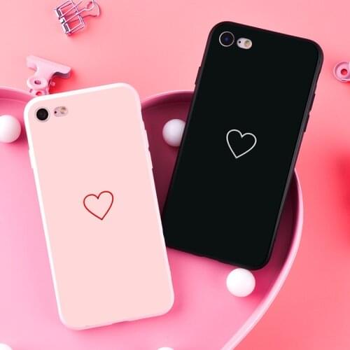 Phone Coque For iphone 11 Pro XS Max 7 8 6 S Plus X XR Fitted Case Cute Candy Color Love Heart Couple Soft Protective Back Cover