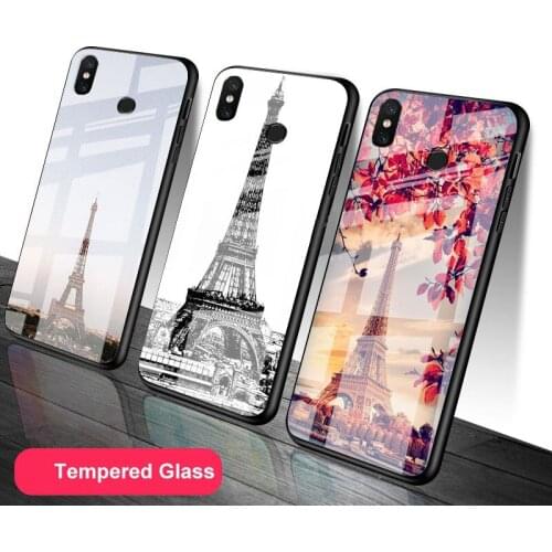 Eiffel Tower Tempered Glass Phone Case For Redmi Note 5 6 7 8 9 Pro Note8T Note9S Redmi8 9 Cover Shell