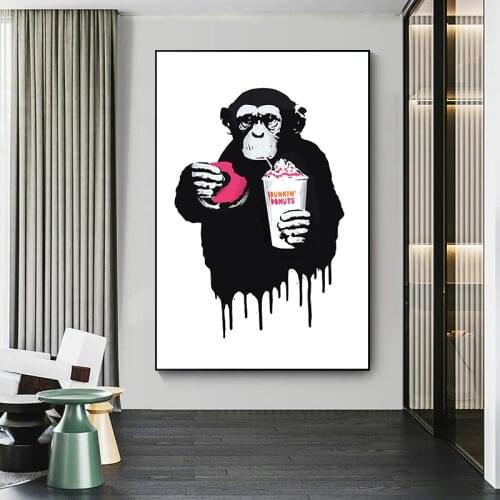 Black and White Gorilla WallArt Canvas Print on The Wall Modern Animal Canvas Art Painting Canvas Picture Poster Wall Decoration