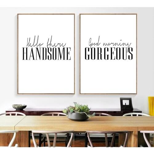 Black White Minimalist Wall Art Canvas Painting Print Poster Handsome Gorgeous Quote Wall Art Picture For Living Room Decor TB68