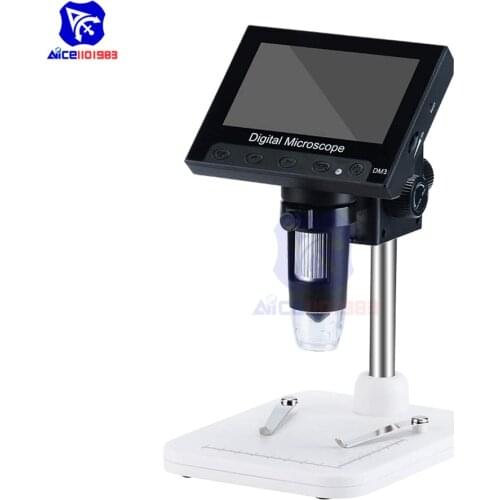Diymore 4.3 inch LCD Digital Microscope 50X-1000X Magnification Endoscope with Plastic Stand 8 LED Light Video Camera Microscope