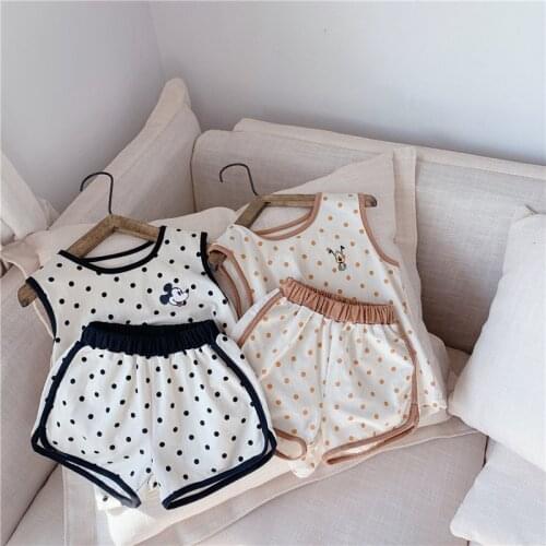 Kids Clothes Girls Cartoon Mickey Mouse Baby Girls Clothing Set Two Piece Set Summer Toddler Girl Pajamas Girls Outfits Cotton