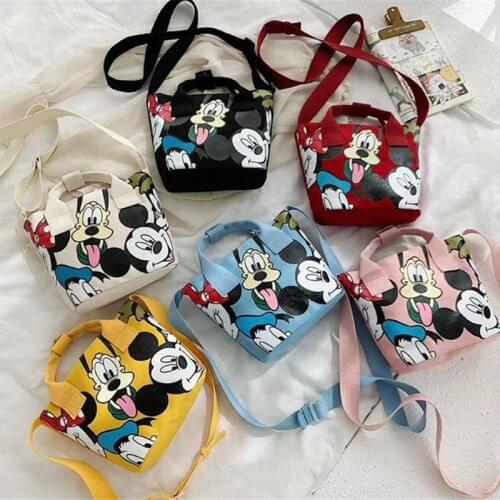 Disney childrens handbag new Mickey Mouse mini shoulder bag cartoon Cute Mickey Canvas Crossbody Shoulder Bag Printed Canvas Ba