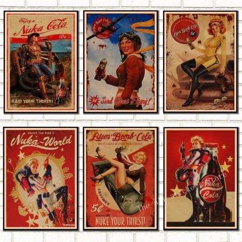 Fallout 3 4 Game Poster Home Furnishing decoration Kraft Game Poster Drawing core Wall stickers /9005