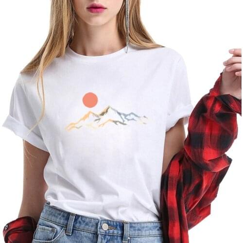 Mountain range T-shirt Printed Harajuku Fashion Tops Shirt Summer Short Sleeve Tee Women Clothing Graphic Vintage T Shirt