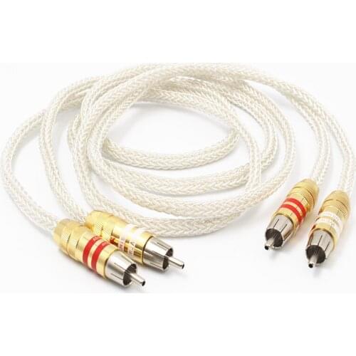 HiFi Silver Plated RCA Cable For Home Audio Amplifier CD DVD Player - Pair