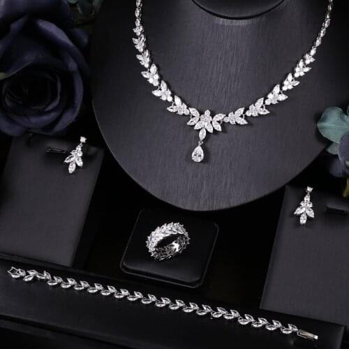 Jankelly Nigeria 4pcs Bridal Zirconia Jewelry Sets For Women Party, Luxury Dubai Nigeria CZ Crystal Wedding Jewelry Sets