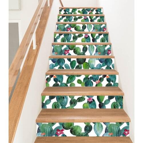 Cactus decorative stickers DIY stairs stickers PVC self-adhesive Wallpaper Waterproof anti-skid removable stickers Floor sticker