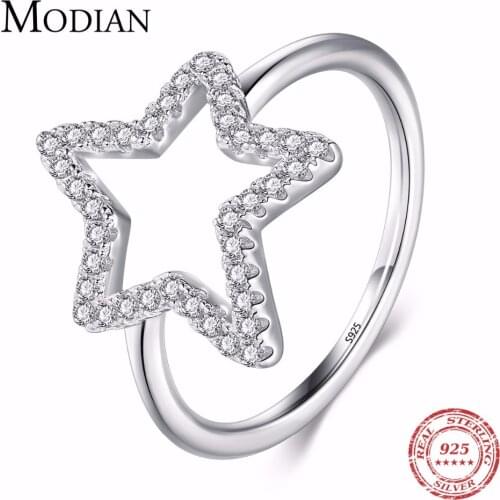 2019 instagram Style 925 Sterling Silver Stars Cubic Zirconia Ring Fashion Crystal Classic Fashion Finger Jewelry For Women