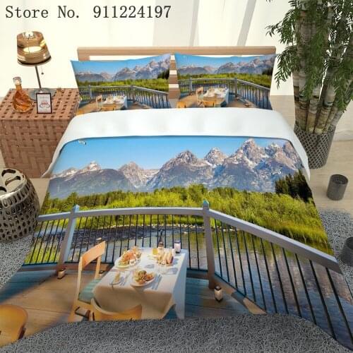 Seascape Bedding Set Afternoon Tea Bed Cover Solid Color Duvet Cover Twin Full Queen King Bedroom Comforter Sets Quilt Cover