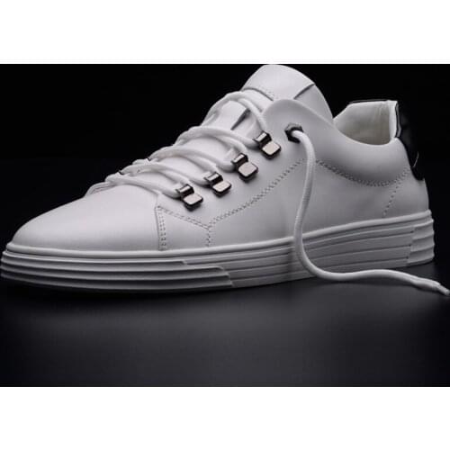 Mens Autumn Winter Sneakers Fashion Board Shoes Super Genuine Leather Krasovki White Color Brand Casual Shoes Laces Flats CZ-89