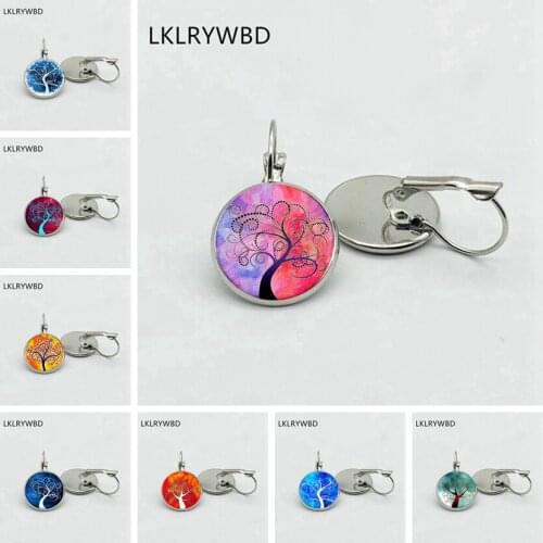 LKLRYWBD/Retro Tree of Life Star Earrings Silver Bronze Earrings Fashion Girls Earrings Jewelry Gifts
