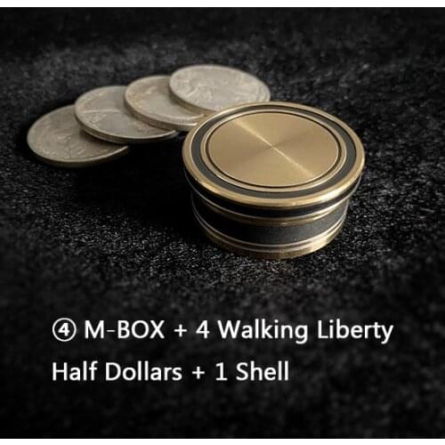 M-BOX by Jimmy Fan (Half Dollar) Magic Tricks Coin Appear Vanish Magia Magician Close Up Illusions Gimmick Upgraded Okito Box