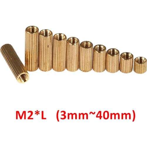 M2*L(3-40mm) Brass Round standoff spacer Female female M2 Threaded Brass Stud Spacers Copper Hollow Pillars for PCB Board