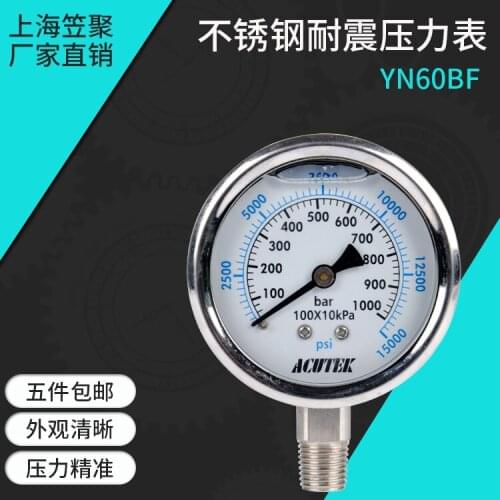 Shockproof high pressure gauge ACUTEK Original outlet YN60BF 1000bar 100mpa NPT1/4
