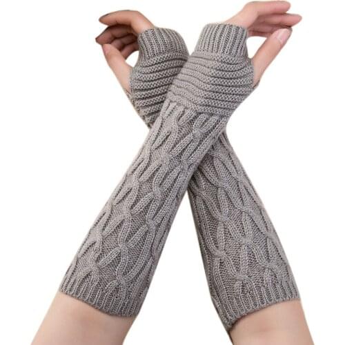 LNCIDS Fashion Women Winter Wrist Arm Warmer Knitted Long Fingerless Gloves Mitten Handschoenen Dames Guantes Invierno Mujer 20