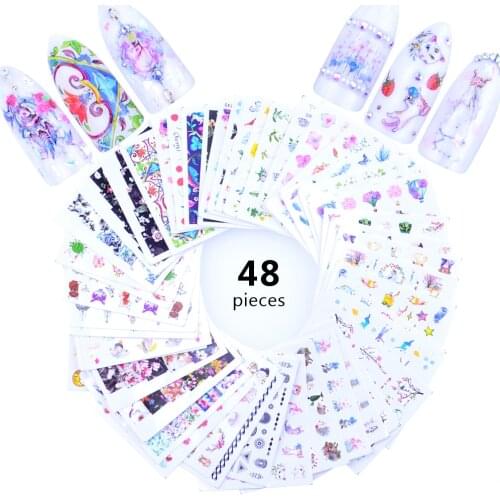 48pcs Romantic Valentines Water Decals Sliders Nail Art Decorations Stickers Sexy Lips Flower Heart Tattoo Wraps