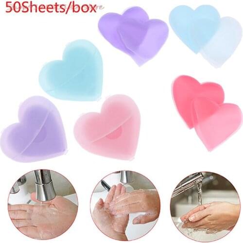 Nieuwe Draagbare Desinfecteren Papier Zepen Handen Wassen Slice Sheets Schuimende Zeep Case Papier 50Pcs