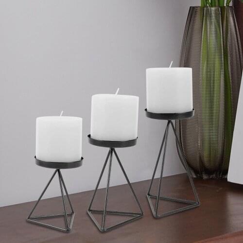Nordic Style Wrought Iron Geometric Candle Holder Triangle Candlestick Rack Desktop Home Decoration Retailsale