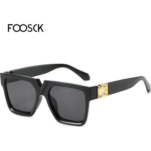 FOOSCK 2021 Newest Square Sunglasses Women Big Frame Glasses With Metal Decoration Fashion Ladies Sun Glasses Sunglass UV400