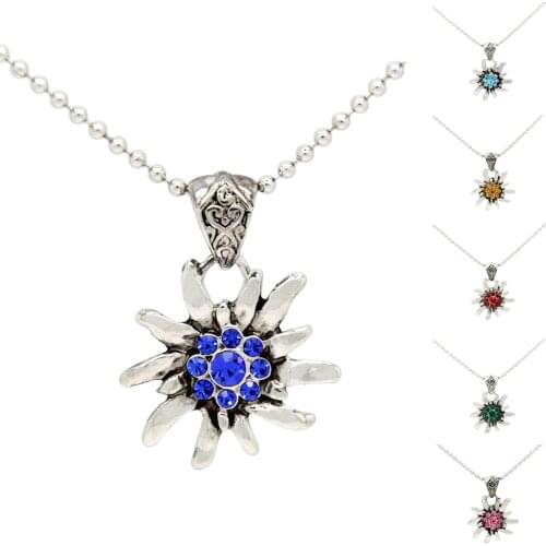 6 Colors New German Bavarian Trachten Edelweiss Statement Necklace for OKTOBERFEST Trendy Jewelry