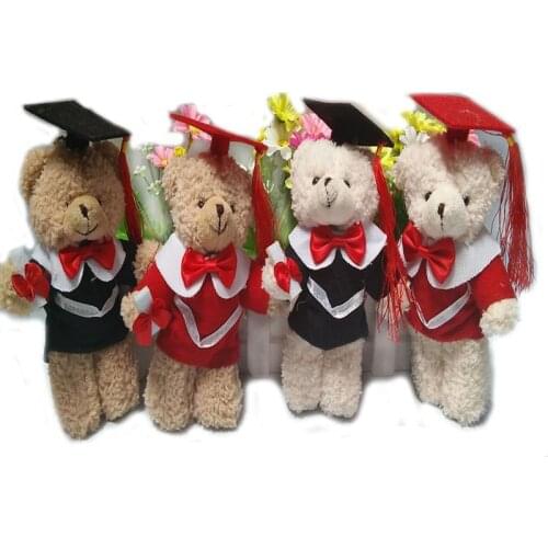 15cm Cartoon Teddy Bear Plush Toy Student Graduation Gift Children Kawaii Bear Stuffed Doll Toys Bag Keychain Pendant Kids Gift