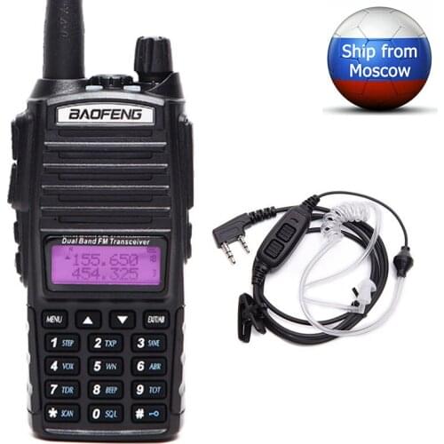 Baofeng UV-82Plus 8W Powerful Walkie Talkie 10km Long Range Dual PTT Dual Band Two Way CB Ham Radio with Acoustic Tube Headset