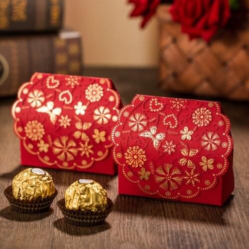 Flowers Gift Box Wedding Decorations Red Candy Box For Christmas