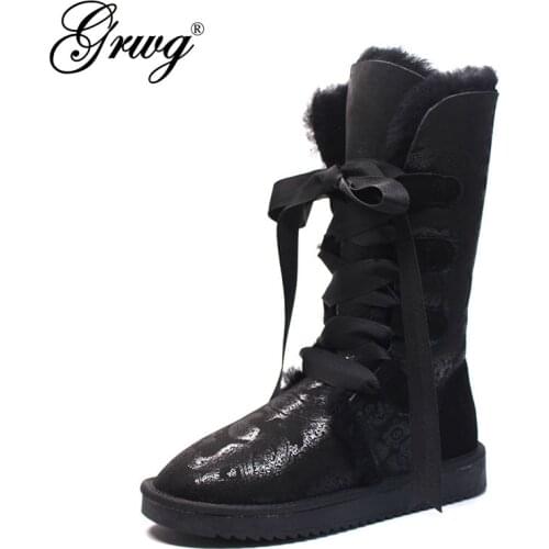 Hot Sale Fashion 100% Natural Fur Women Snow Boots genuine sheepskin Winter Boots Warm Women Boots Free Shipping