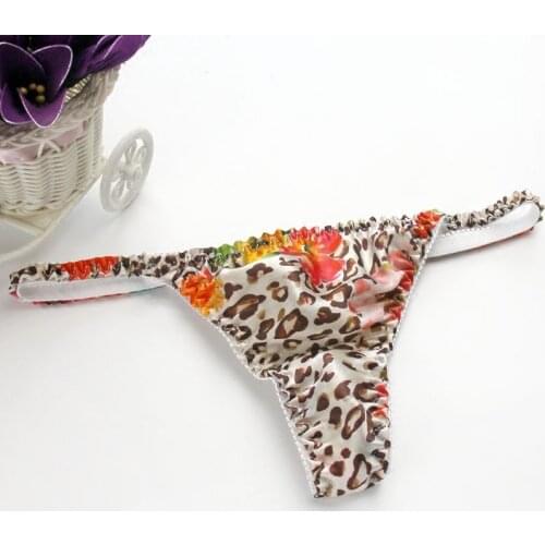 Sexy Pure Silk Women T Thongs 100% Mulberry Silk Print Panties Free Shipping