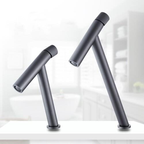 Tuqiu Basin Faucet Bathroom single lever hot and cold Brass water Mixer Tap Gun Gray Unique Basin Water Sink Mixer crane