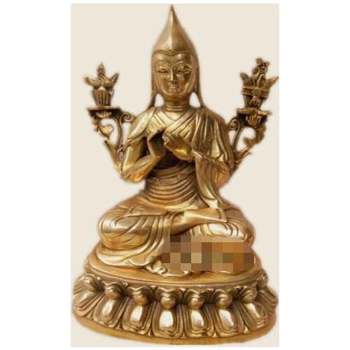 Tibetan Buddhist handmade brass statue Tsongkhapa Buddha