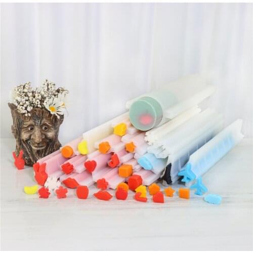 Non-Stick Tube Pipe Silicone Soap Long Tube Mold Heart Shape DIY Handmade Flexible 3D Aromat Various Shapes Candle Reusable Mold