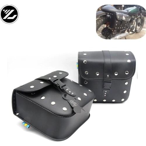 Universal Motorcycle Saddlebags Leather Side Storage Tool Pouch Luggage Bag for yamaha suzuki honda kawasaki Triphum Indian