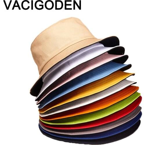 VACIGODEN Women Fashion Reversible Minimalist Bucket Hat Soild Color Sunbonnet Fedoras Outdoor Chapeau Fisherman Caps De Pescado