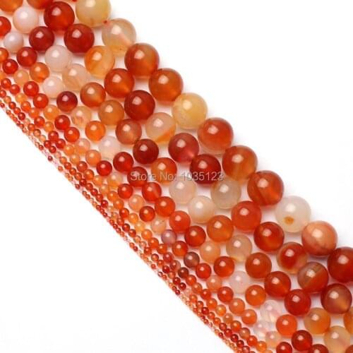 High Quality Smooth Natural Round Red Agates 2/3/4/6/8/10/12/14/20mm Necklace Bracelet Jewelry Loose Beads 15 Inch wj95