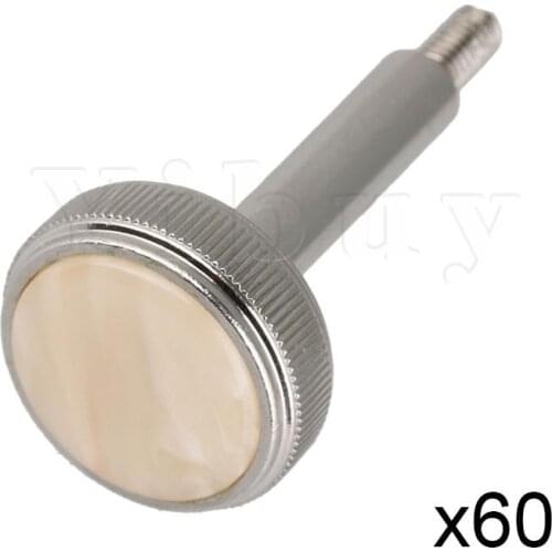 Yibuy 60 Packs Euphonium Valve Finger Buttons Brass Nickel Plated Replacement