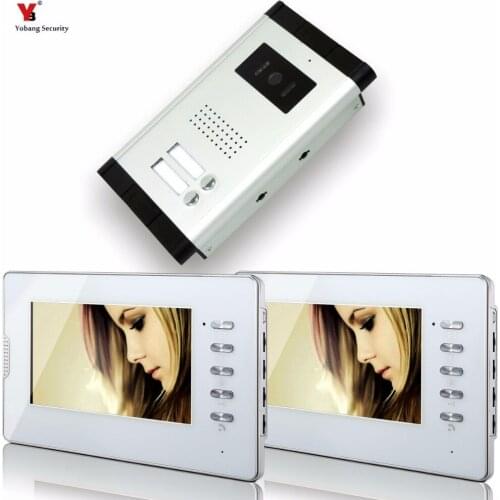 Yobang Security 7" Video Intercom Apartment Door Phone System 2 Monitor + 1 Doorbell Camera For 2 House Family In Stock Wholesal