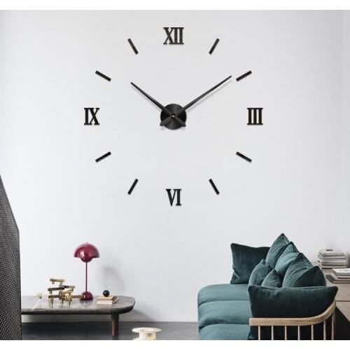 48" 3D Mirror Wall Clock home decor large roman mirror fashion modern Quartz clocks living room diy wall clock sticker watch