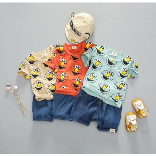 1-4Y Baby Boy Clothing Set 2020 Summer New Cartoon T-Shirt Shorts Suit Children Girls Boys Clothes for Kids Outfit Denim Outfit